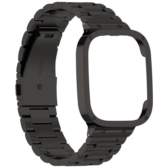 For Xiaomi Redmi Watch 3  /  Mi Watch Lite 3 Wrist Strap, 20mm Stainless Steel Watchband with Watch Case - Black - 2
