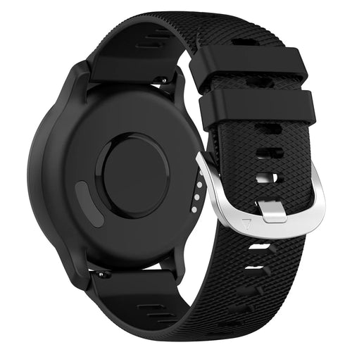 For Garmin VivoMove Trend / Venu Sq 2 Silicone Watch Band 20mm Cross Stripe Watch Strap Replacement - Black - 1