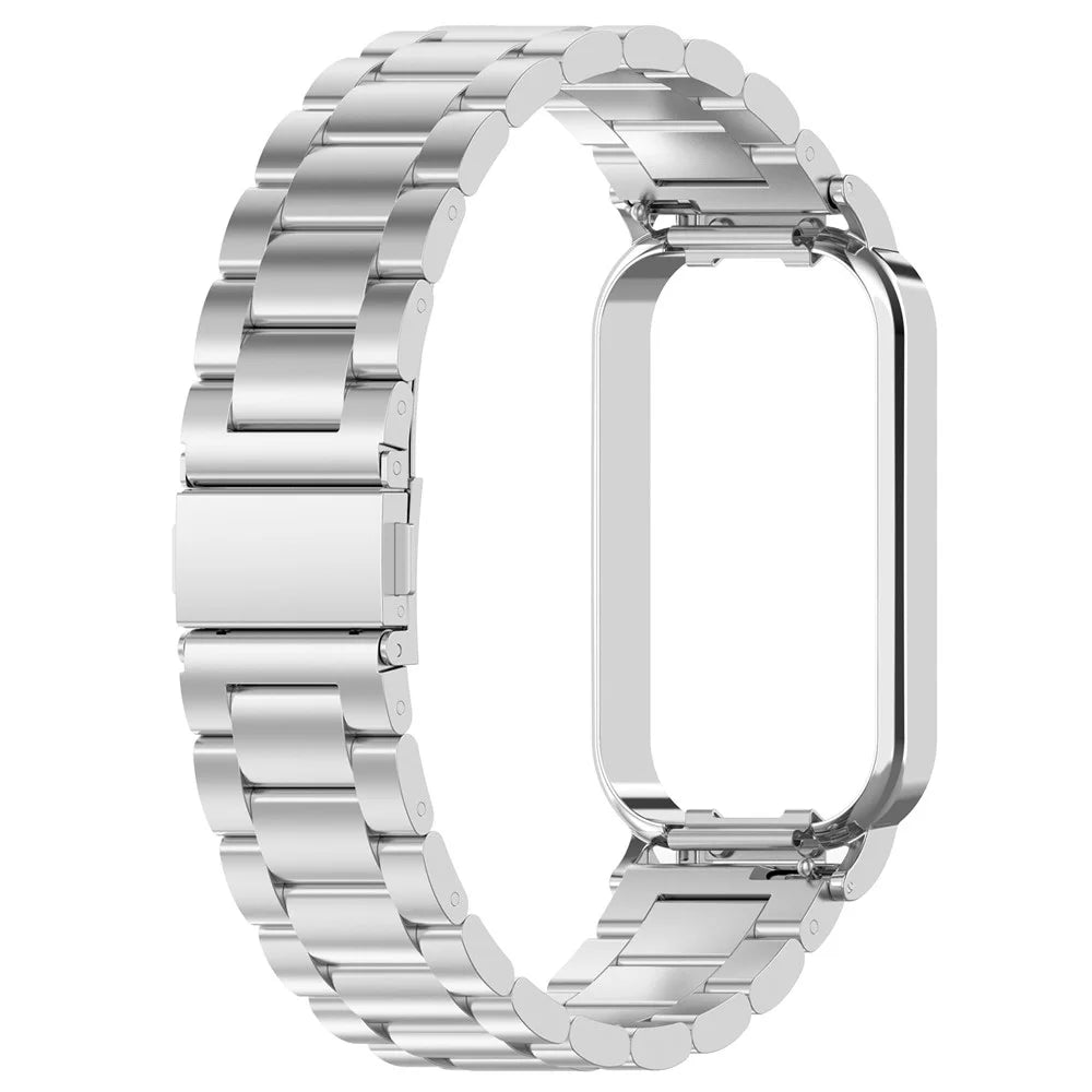 For Xiaomi Redmi Band 2 Stainless Steel Watch Band 18mm 5-Bead Watch Strap with Watch Case - Silver - 1