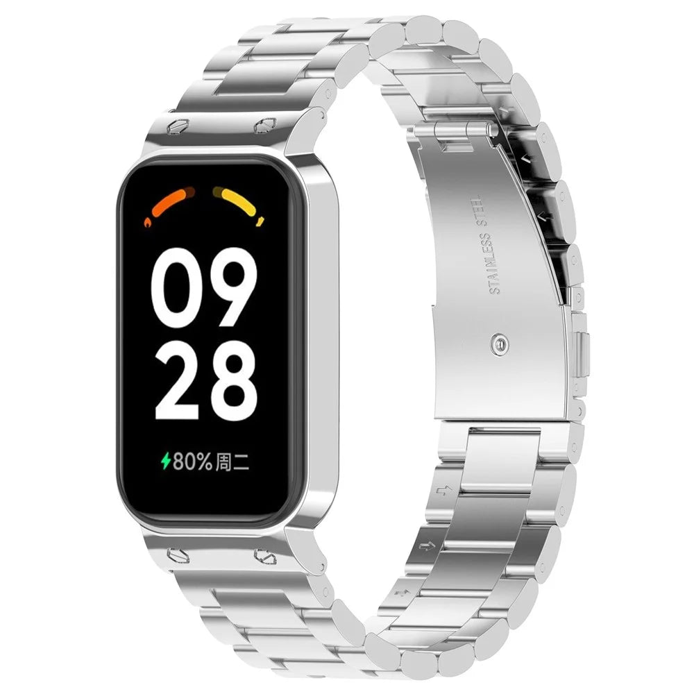 For Xiaomi Redmi Band 2 Stainless Steel Watch Band 18mm 5-Bead Watch Strap with Watch Case - Silver - 5