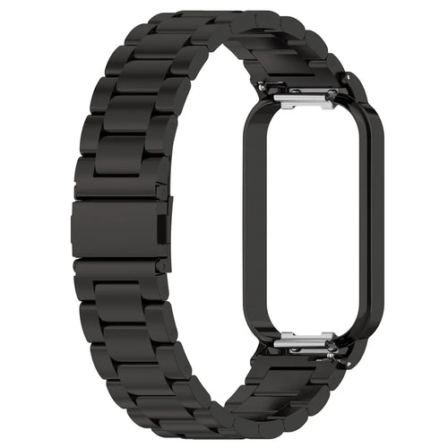 For Xiaomi Redmi Band 2 Watch Band 5-Bead Stainless Steel 18mm Watch Strap with Watch Case - Black - 1