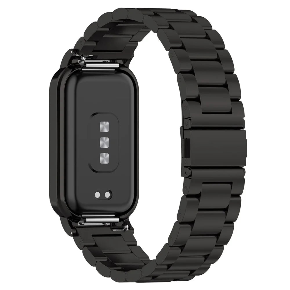 For Xiaomi Redmi Band 2 Watch Band 5-Bead Stainless Steel 18mm Watch Strap with Watch Case - Black - 3