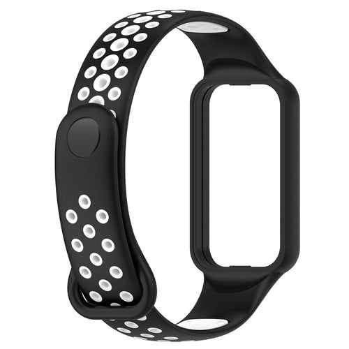 For Xiaomi Redmi Band 2 Sport Band Dual Color Soft Silicone Wristbands Replacement Strap with Case, Free Size - Black / White - 1