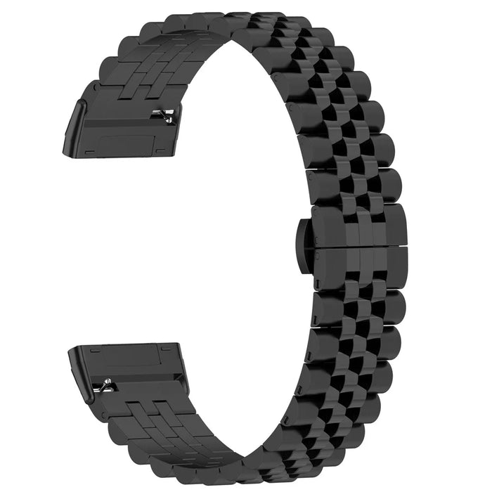 For Fitbit Versa 3 / Versa 4 Stainless Steel Watch Bands 5 Beads Watch Strap Replacement with Tool - Black - 5