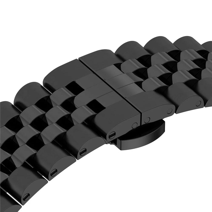 For Fitbit Versa 3 / Versa 4 Stainless Steel Watch Bands 5 Beads Watch Strap Replacement with Tool - Black - 7