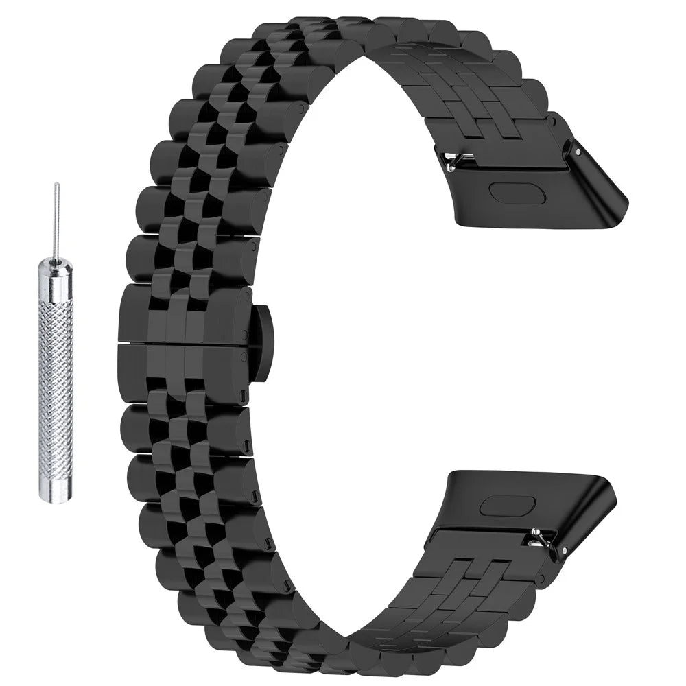Watch Band for Xiaomi Redmi Watch 3 / Mi Watch Lite 3 , 5 Beads Stainless Steel Watch Strap Replacement with Tool - Black - 1