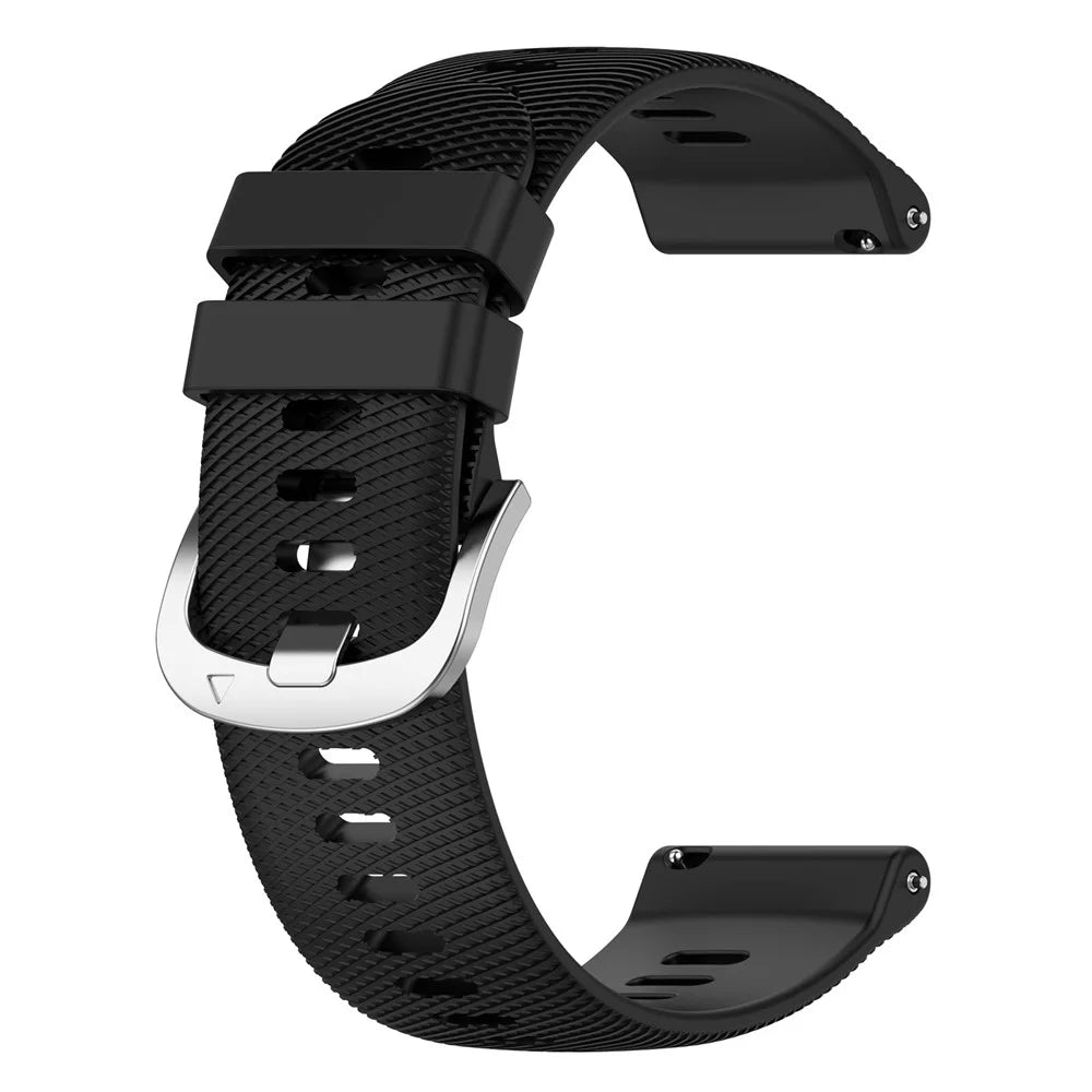 For Garmin Forerunner 256S Silicone Watch Strap 18mm Cross Stripe Replacement Strap - Black - 2
