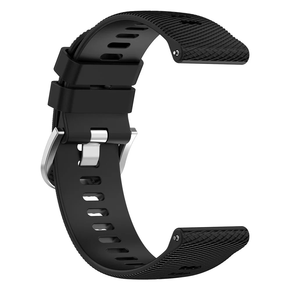 For Garmin Forerunner 256S Silicone Watch Strap 18mm Cross Stripe Replacement Strap - Black - 3