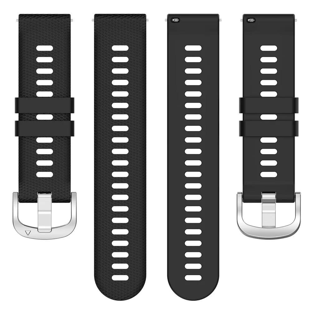 For Garmin Forerunner 256S Silicone Watch Strap 18mm Cross Stripe Replacement Strap - Black - 4