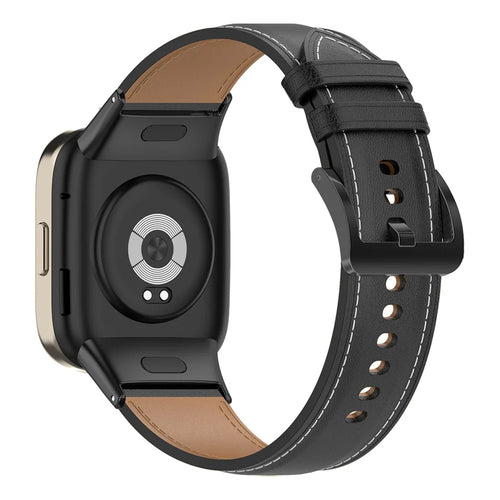 For Xiaomi Redmi Watch 3 Watch Band Genuine Cow Leather Adjustable Wrist Strap - Black - 1