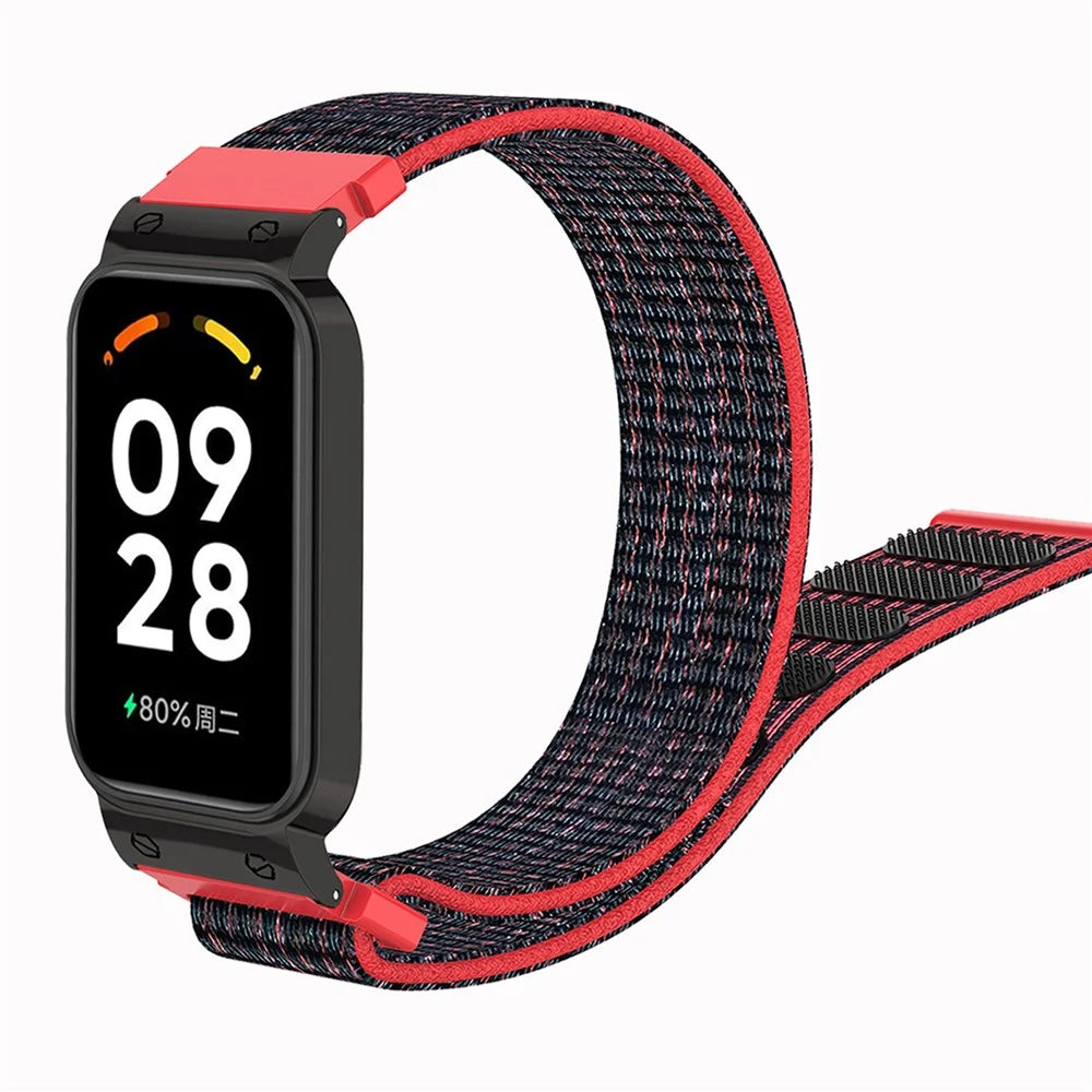 For Redmi Band 2 Breathable Watch Strap Flexible Nylon Bracelet Smart Watch Band for Women  /  Men - Black / Red - 2