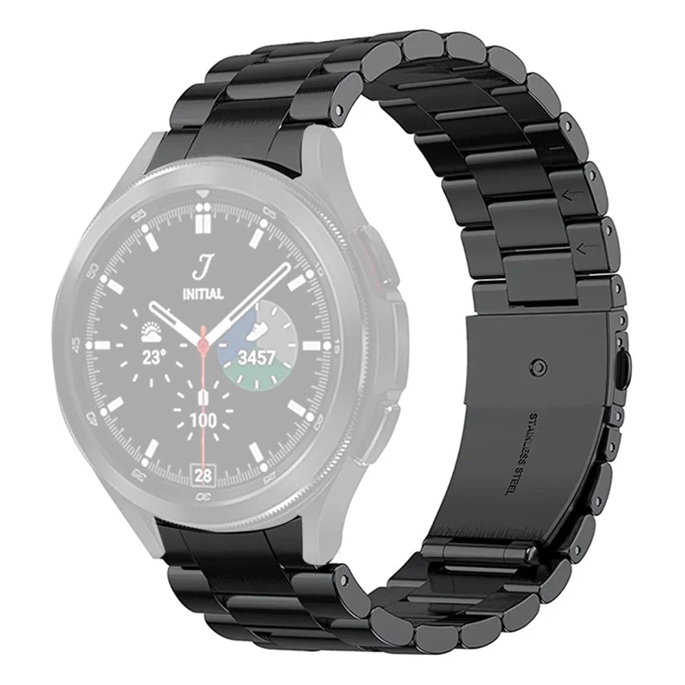 For Samsung Galaxy Watch6 40mm 44mm / Watch6 Classic 43mm 47mm / Watch 5 40mm 44mm / Watch4 40mm 44mm / 46mm Strap Metal Watch Band - Black - 1