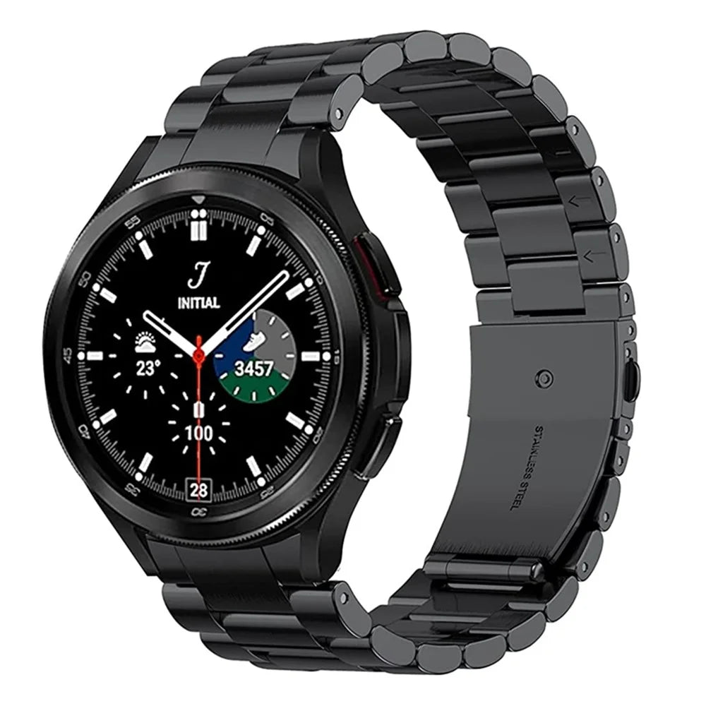 For Samsung Galaxy Watch6 40mm 44mm / Watch6 Classic 43mm 47mm / Watch 5 40mm 44mm / Watch4 40mm 44mm / 46mm Strap Metal Watch Band - Black - 2