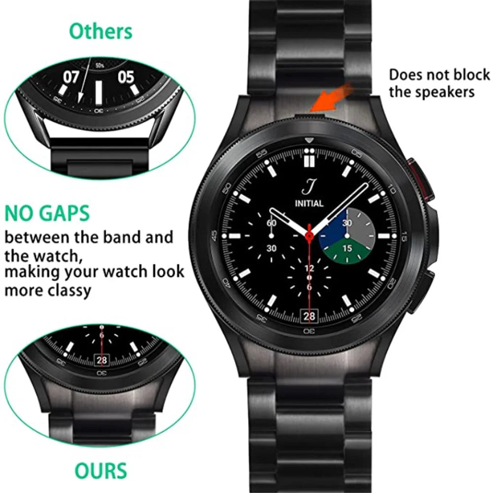 For Samsung Galaxy Watch6 40mm 44mm / Watch6 Classic 43mm 47mm / Watch 5 40mm 44mm / Watch4 40mm 44mm / 46mm Strap Metal Watch Band - Black - 5