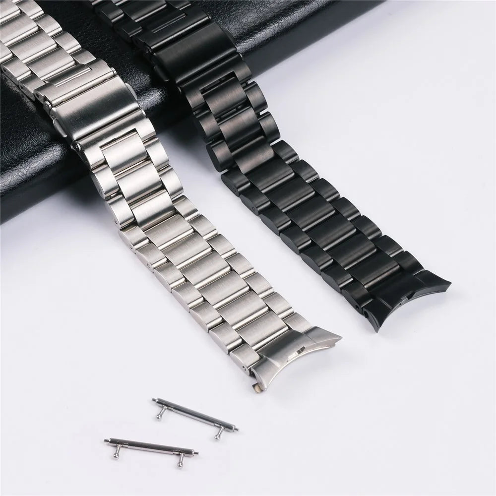 For Samsung Galaxy Watch6 40mm 44mm / Watch6 Classic 43mm 47mm / Watch 5 40mm 44mm / Watch4 40mm 44mm / 46mm Strap Metal Watch Band - Black - 6