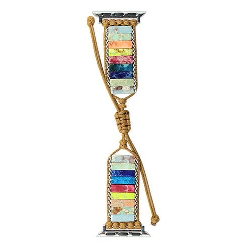 For Apple Watch Ultra 3 2 1 49mm / Series 11 10 46mm / 9 8 7 45mm / SE3 SE2 SE 6 5 4 44mm / 3 2 1 42mm Watch Band Drawstring Stone Braided Strap - Colorful - 1