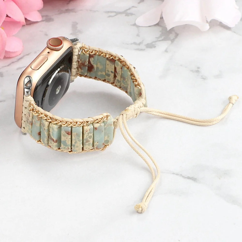 For Apple Watch Ultra 3 2 1 49mm / Series 11 10 46mm / 9 8 7 45mm / SE3 SE2 SE 6 5 4 44mm / 3 2 1 42mm Watch Band Drawstring Stone Braided Strap - Colorful - 2