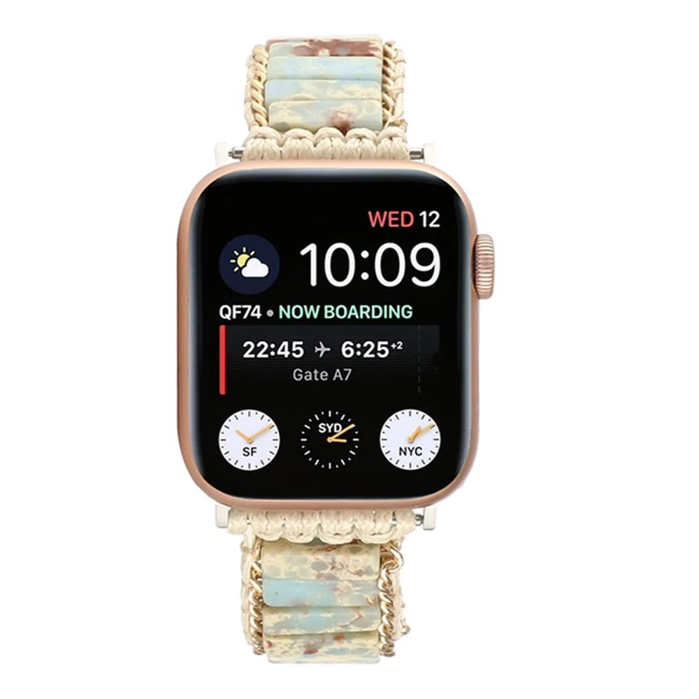 For Apple Watch Ultra 3 2 1 49mm / Series 11 10 46mm / 9 8 7 45mm / SE3 SE2 SE 6 5 4 44mm / 3 2 1 42mm Watch Band Drawstring Stone Braided Strap - Colorful - 4