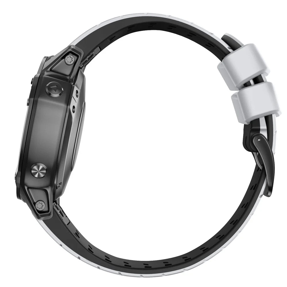 Silicone Watch Band for Huami Amazfit Falcon / Garmin Forerunner 965 / 955 , Trapezoid Holes Quick Release Watch Strap - White / Black - 3