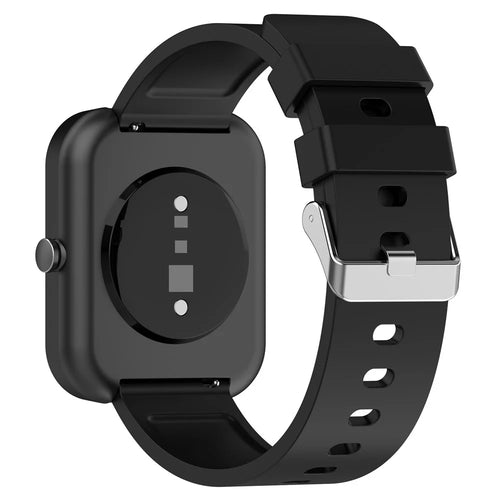 Silicone Watch Band for Garmin Venu / Venu 2 Plus / Venu Sq / Venu Sq 2 , 20mm Watch Strap with Silver Stainless Steel Buckle - Black - 1