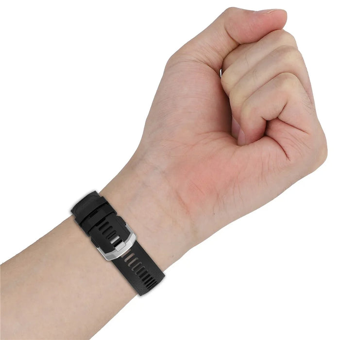 Silicone Watch Band for Garmin MARQ / Approach S62 / S60 , Honeycomb Texture Replacement Watch Strap - Black - 6