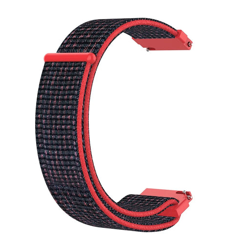 For Garmin Forerunner 265S / 255S / Venu 2S Wrist Band 18mm Universal Nylon Adjustable Watch Strap - Black / Red - 1