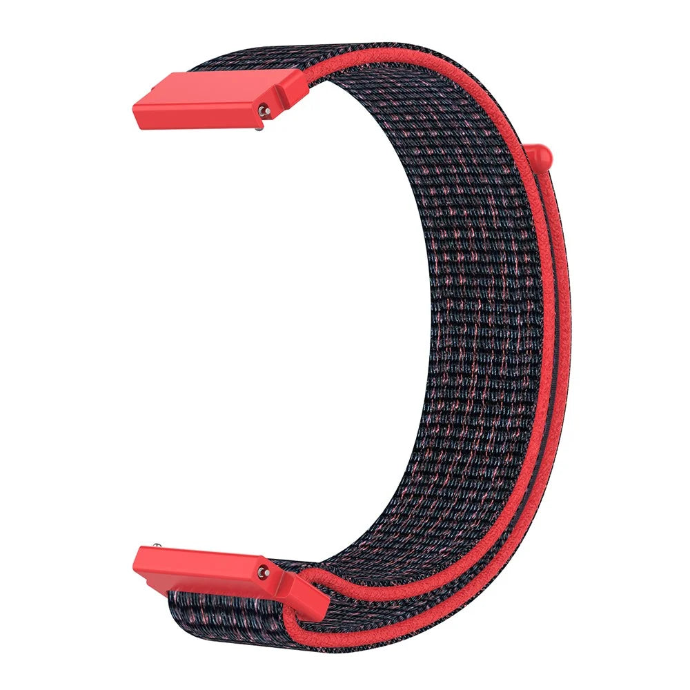 For Garmin Forerunner 265S / 255S / Venu 2S Wrist Band 18mm Universal Nylon Adjustable Watch Strap - Black / Red - 2