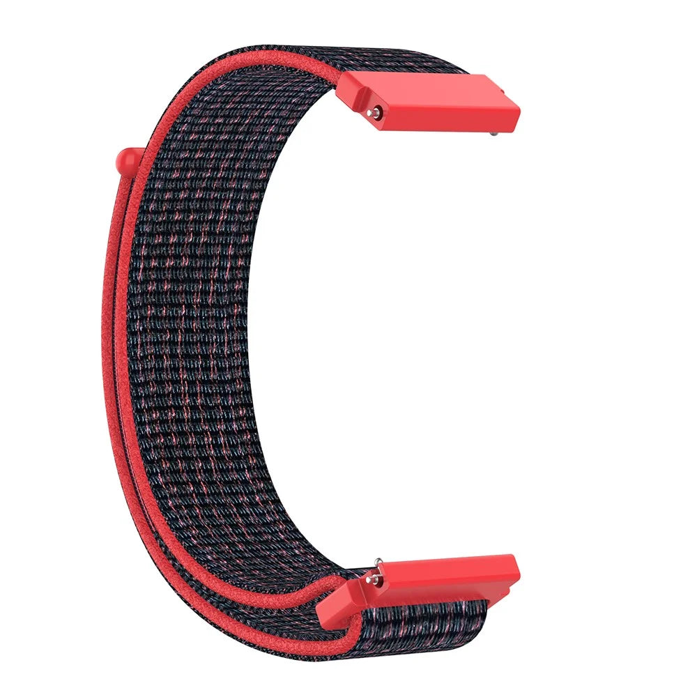 For Garmin Forerunner 265S / 255S / Venu 2S Wrist Band 18mm Universal Nylon Adjustable Watch Strap - Black / Red - 3