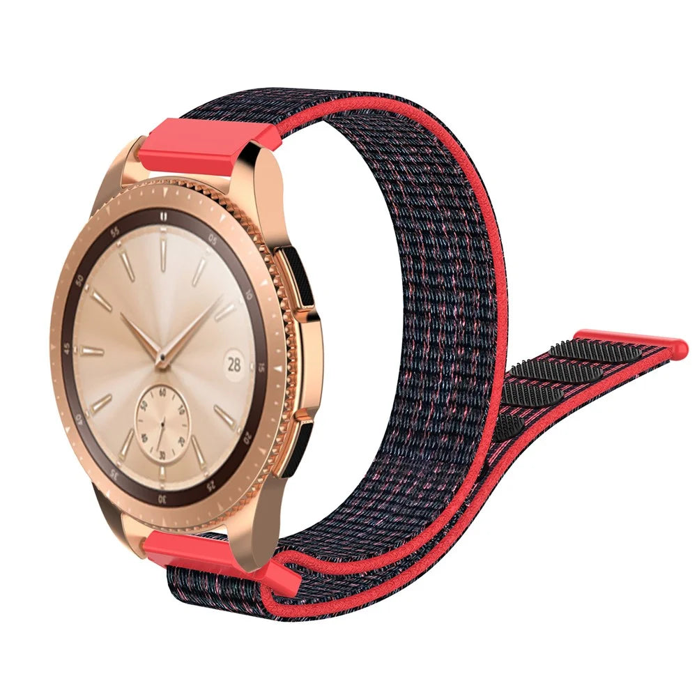 For Garmin Forerunner 265S / 255S / Venu 2S Wrist Band 18mm Universal Nylon Adjustable Watch Strap - Black / Red - 4