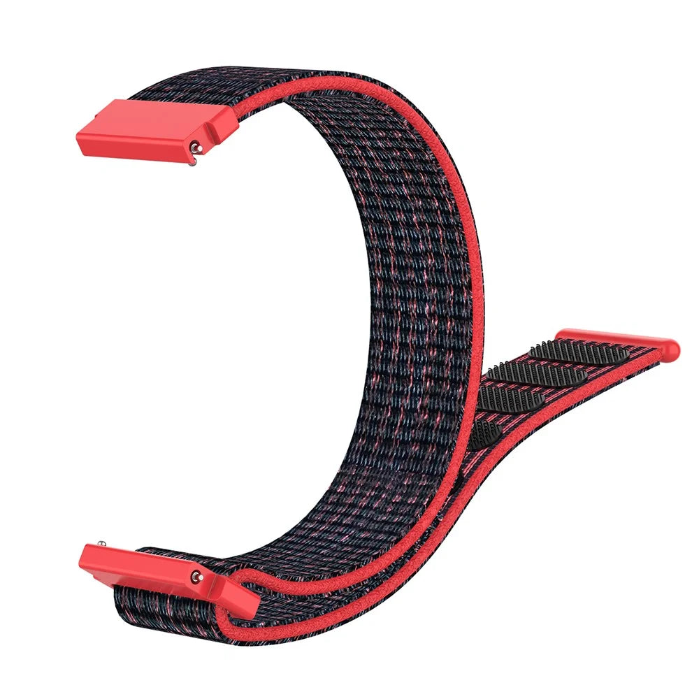 For Garmin Forerunner 265S / 255S / Venu 2S Wrist Band 18mm Universal Nylon Adjustable Watch Strap - Black / Red - 5