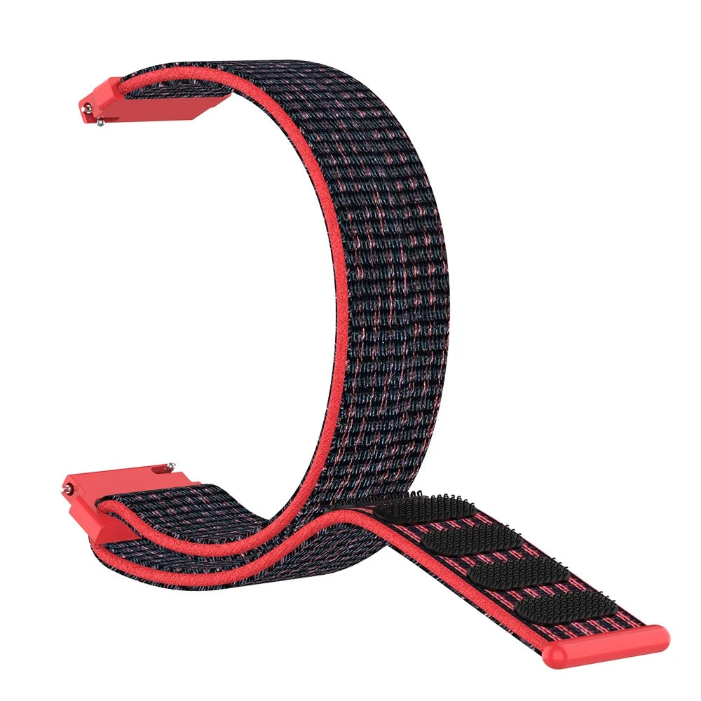 For Garmin Forerunner 265S / 255S / Venu 2S Wrist Band 18mm Universal Nylon Adjustable Watch Strap - Black / Red - 6