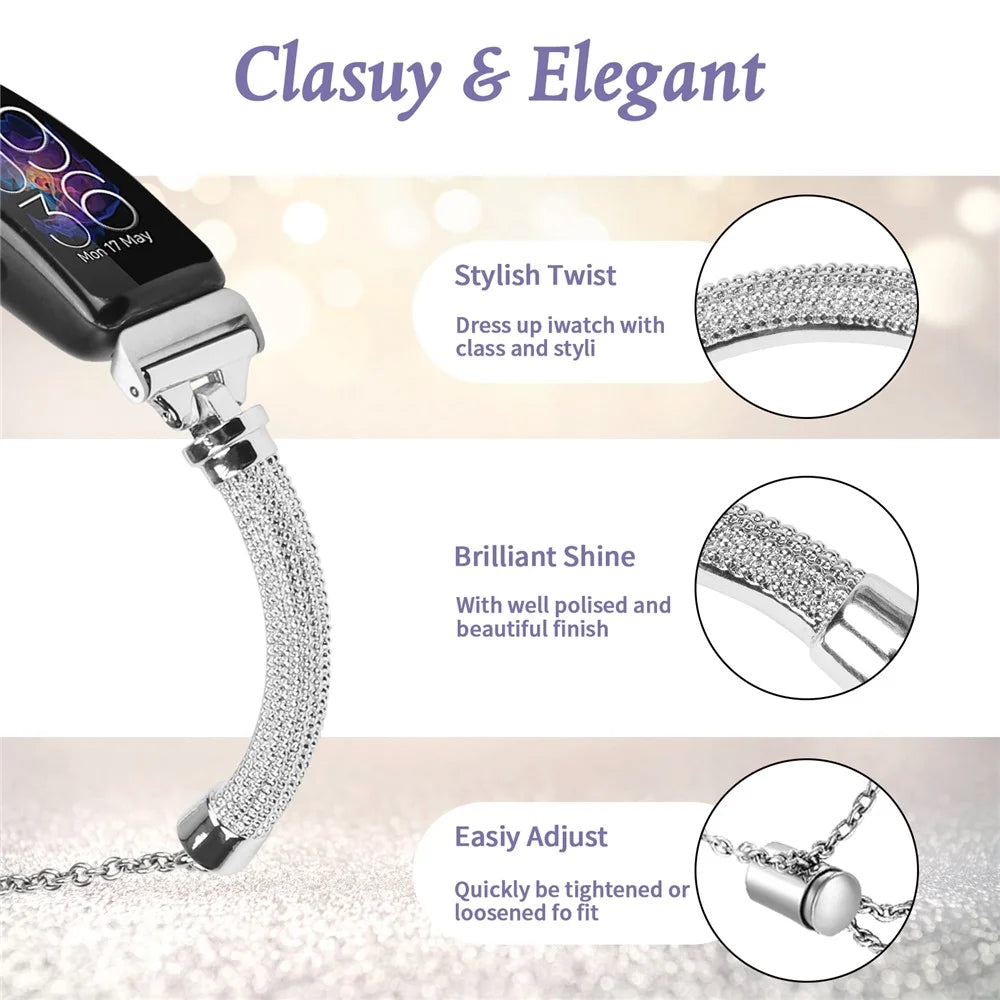 For Fitbit Inspire / Inspire 2 / Inspire HR Metal Smart Watch Band Bracelet Wrist Strap Replacement - Silver - 4