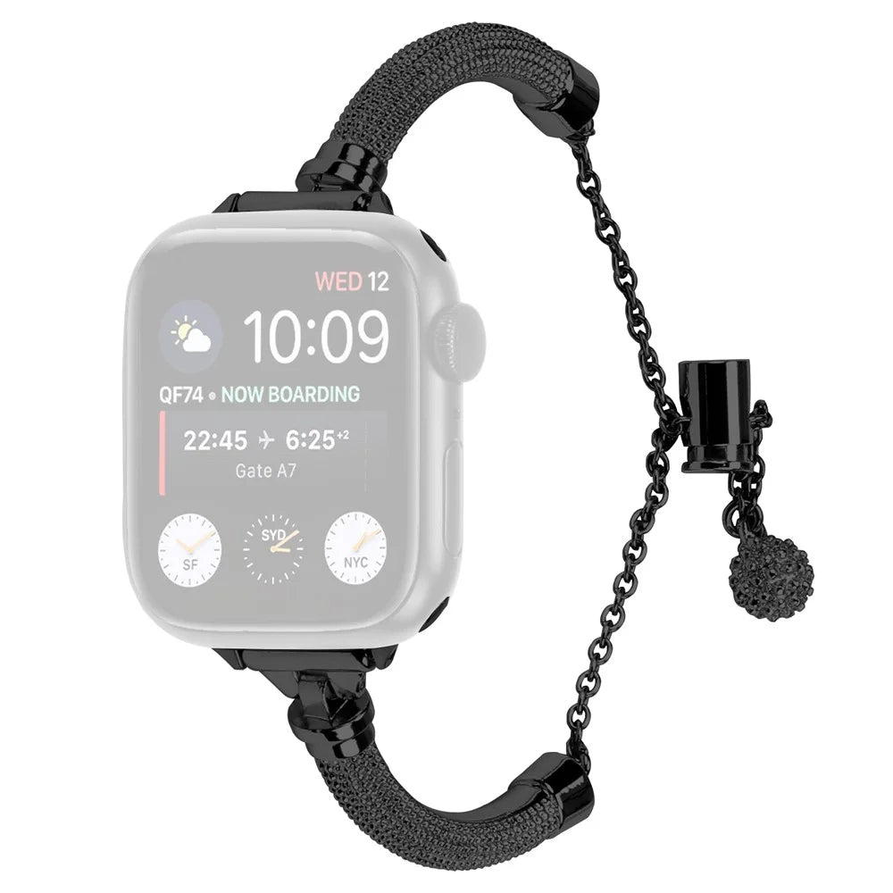 Wrist Strap for Apple Watch Ultra 3 2 1 49mm / Series 11 10 46mm / 9 8 7 45mm / SE3 SE2 SE 6 5 4 44mm / 3 2 1 42mm Bracelet Metal Smart Watch Band - Black - 1