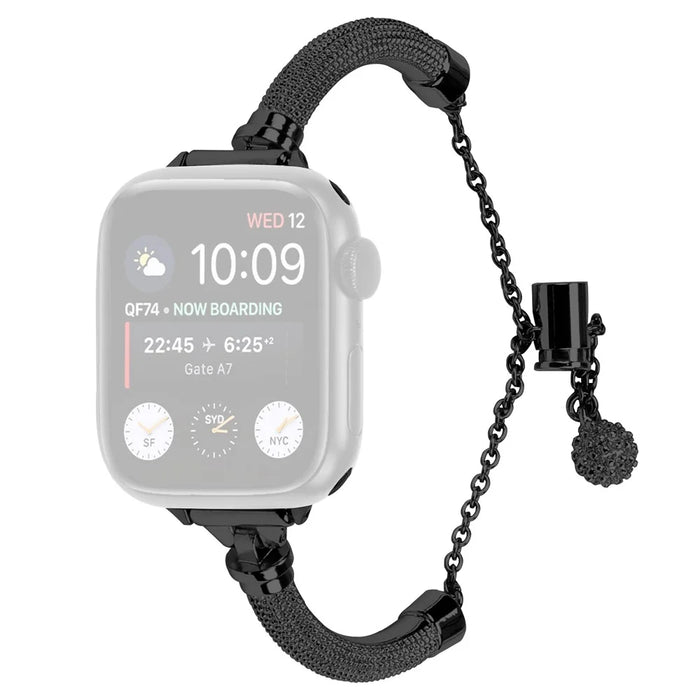 Wrist Strap for Apple Watch Ultra 3 2 1 49mm / Series 11 10 46mm / 9 8 7 45mm / SE3 SE2 SE 6 5 4 44mm / 3 2 1 42mm Bracelet Metal Smart Watch Band - Black - 1
