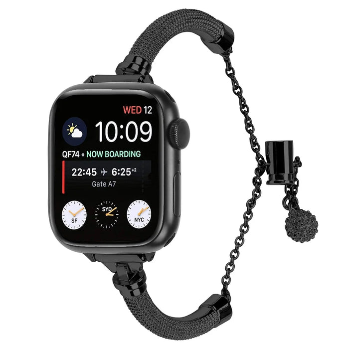 Wrist Strap for Apple Watch Ultra 3 2 1 49mm / Series 11 10 46mm / 9 8 7 45mm / SE3 SE2 SE 6 5 4 44mm / 3 2 1 42mm Bracelet Metal Smart Watch Band - Black - 2