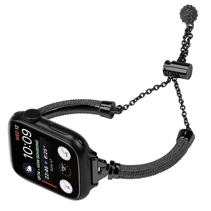 Wrist Strap for Apple Watch Ultra 3 2 1 49mm / Series 11 10 46mm / 9 8 7 45mm / SE3 SE2 SE 6 5 4 44mm / 3 2 1 42mm Bracelet Metal Smart Watch Band - Black - 3