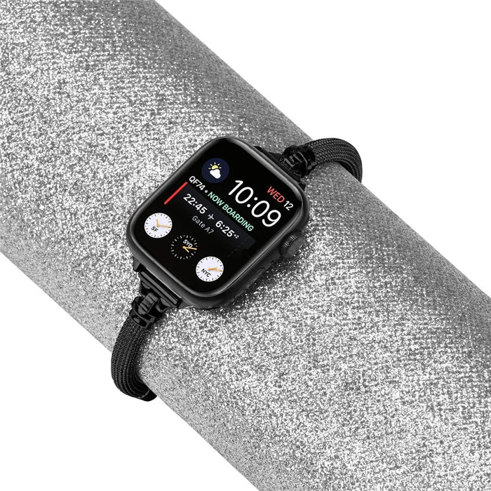 Wrist Strap for Apple Watch Ultra 3 2 1 49mm / Series 11 10 46mm / 9 8 7 45mm / SE3 SE2 SE 6 5 4 44mm / 3 2 1 42mm Bracelet Metal Smart Watch Band - Black - 7