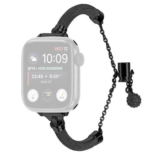 Metal Smart Watch Band for Apple Watch Series 11 10 42mm / 9 8 7 41mm / SE3 SE2 SE 6 5 4 40mm / 3 2 1 38mm Bracelet Wrist Strap - Black - 1