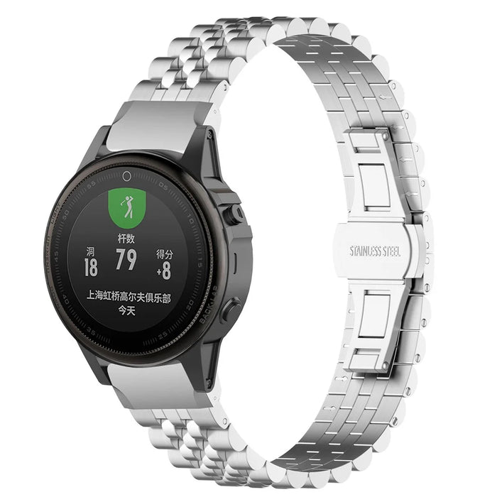 Replacement Watchband for Garmin Forerunner 570 42mm / Fenix 7S / 6S / 5S Stainless Steel Watch Strap with Tool - Silver - 6