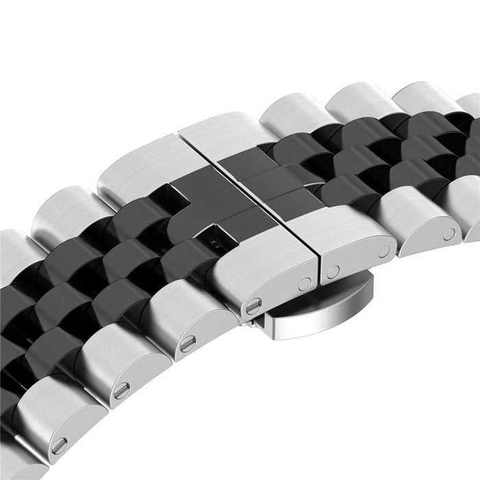 For Garmin Fenix 7X / 6X / 5X Stylish 5 Beads Stainless Steel Watch Strap Replacement Watchband with Tool - Silver / Black - 7
