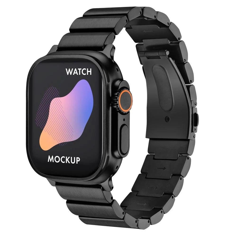 Wrist Strap for Apple Watch Ultra 3 2 1 49mm / Series 11 10 46mm / 9 8 7 45mm / SE3 SE2 SE 6 5 4 44mm / 3 2 1 42mm Titanium Alloy Replacement Watchband - Black - 3