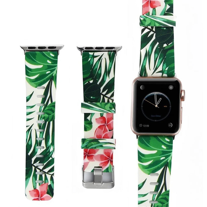 For Apple Watch Series 1  /  2  /  3 38mm Pattern Printing Wrist Band Replacement Silicone Strap with Blue TPU Case - Style E - 4