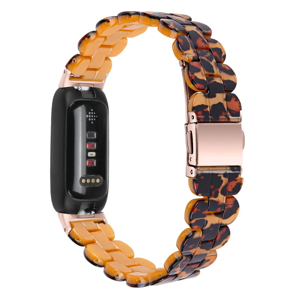 Replacement Watch Band for Fitbit Inspire 3 Quick Release Resin Watch Strap with Stainless Steel Buckle - Leopard - 1