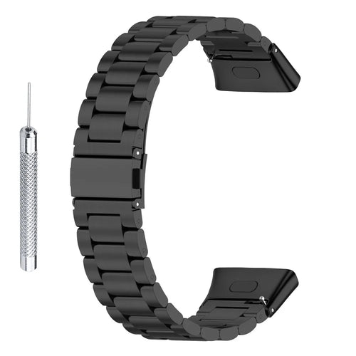 For Xiaomi Redmi Watch 3 / Mi Watch Lite 3 Watch Band 3 Beads Stainless Steel Metal Strap with Case+Tool - Black - 1