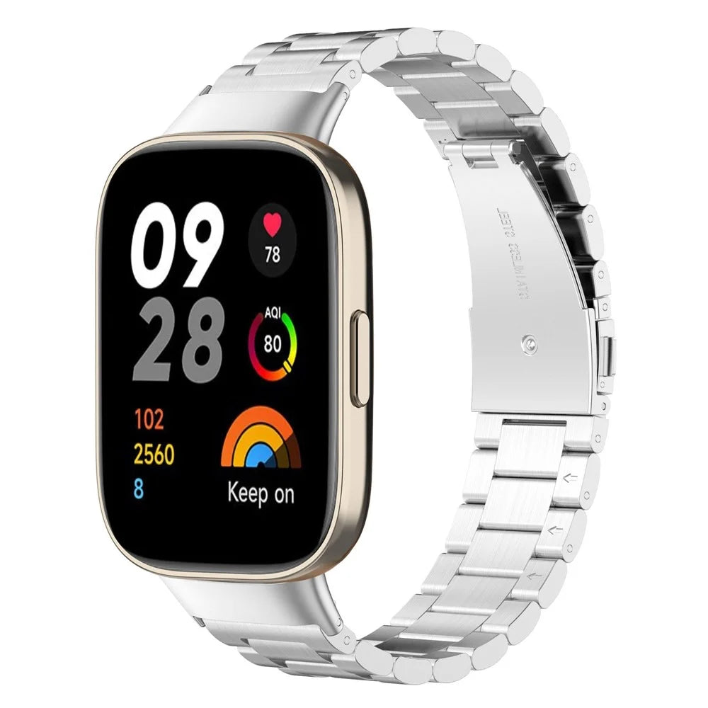 For Xiaomi Redmi Watch 3 / Mi Watch Lite 3 Metal Band 3 Beads Stainless Steel Watch Strap with Case and Tool - Silver - 7