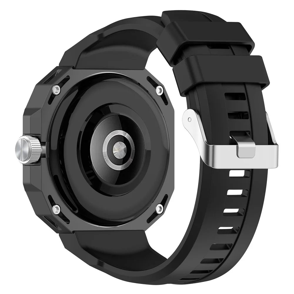 For Huawei Watch GT Cyber Silicone Watch Bands Watch Strap Replacement with Screws + Tool - Black - 2