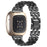 For Fitbit Versa 4 / Sense 2 Stainless Steel Replacement Strap Hollow 5 Beads Metal Watch Band - Black - 1