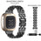 For Fitbit Versa 4 / Sense 2 Stainless Steel Replacement Strap Hollow 5 Beads Metal Watch Band - Black - 7