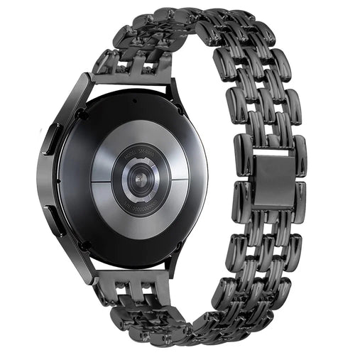 Stainless Steel Watch Band for Samsung Galaxy Watch4 Active 40mm 44mm / Watch4 Classic 42mm 46mm , 20mm Hollow 5 Beads Metal Strap - Black - 1