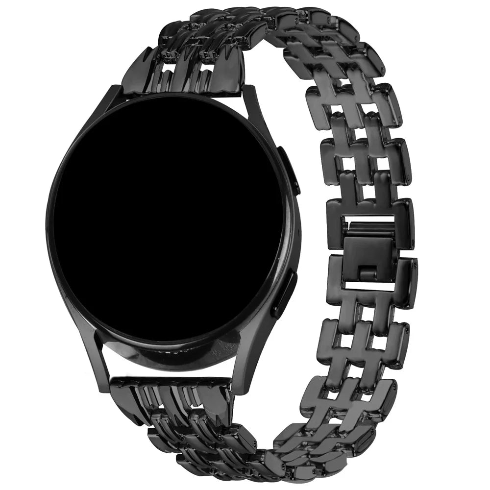 Stainless Steel Watch Band for Samsung Galaxy Watch4 Active 40mm 44mm / Watch4 Classic 42mm 46mm , 20mm Hollow 5 Beads Metal Strap - Black - 2